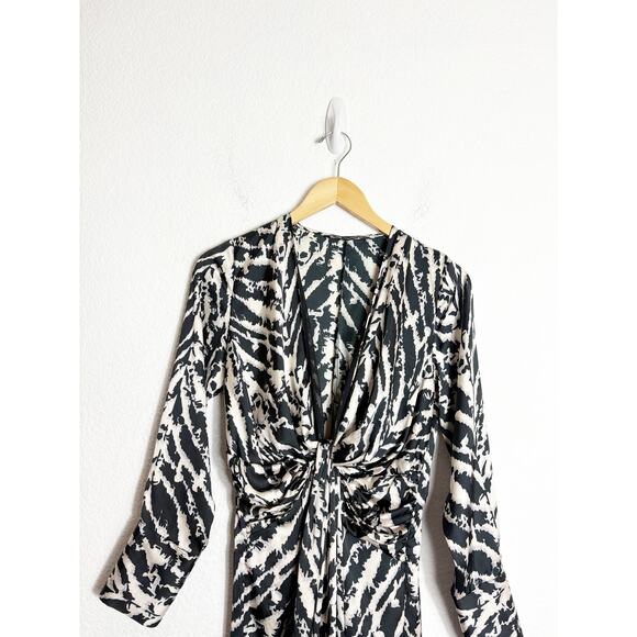 Zara Woman Satin Effect Animal Print Midi Dress Small Long Sleeve 9878/081 - Picture 4 of 13